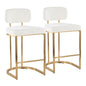 Fixed-Height Counter Stool in Gold Metal and Cream Fabric - Set of 2