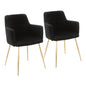 Dining/accent Chair in Gold Metal and Black Velvet - Set of 2