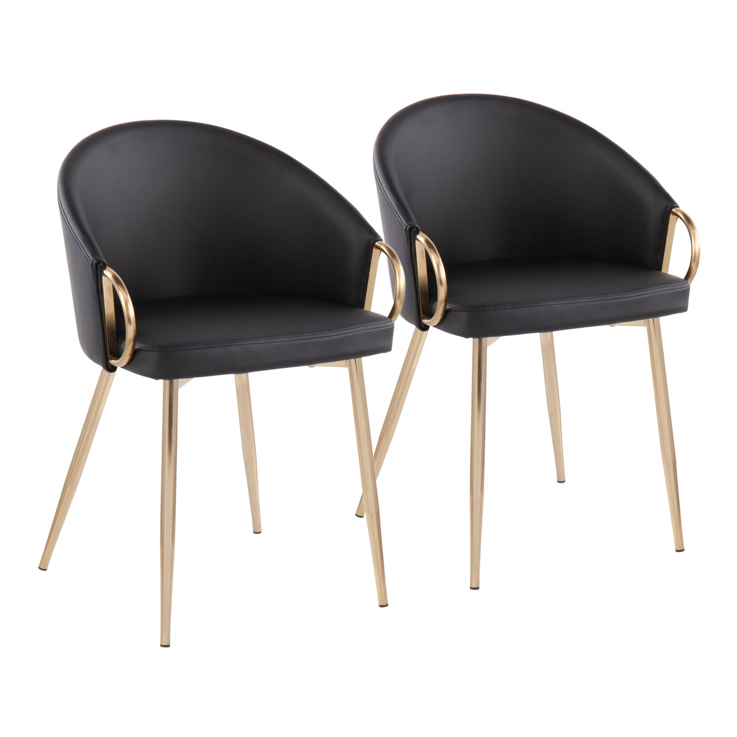 Chair in Gold Metal and Black Faux Leather