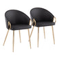 Chair in Gold Metal and Black Faux Leather