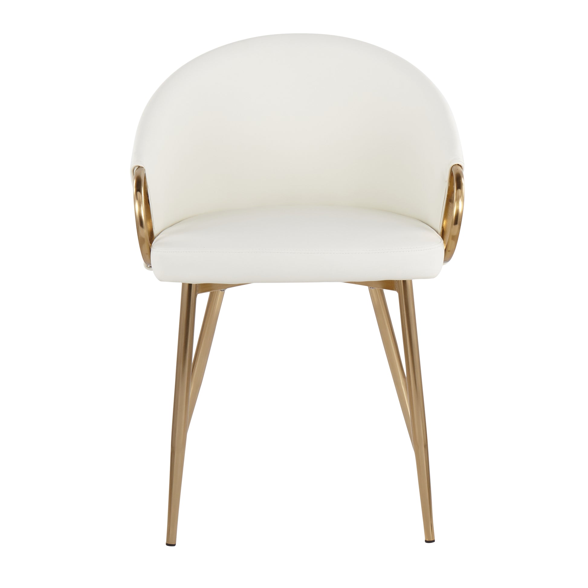 Chair in Gold Metal and White Faux Leather