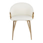 Chair in Gold Metal and White Faux Leather