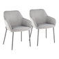 Dining Chair in Black Metal and Grey Fabric - Set of 2