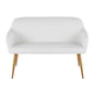 High Back Bench in Gold Steel and White Faux Leather