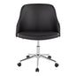 Office Chair in Chrome Metal, Walnut Wood, and Black Faux Leather
