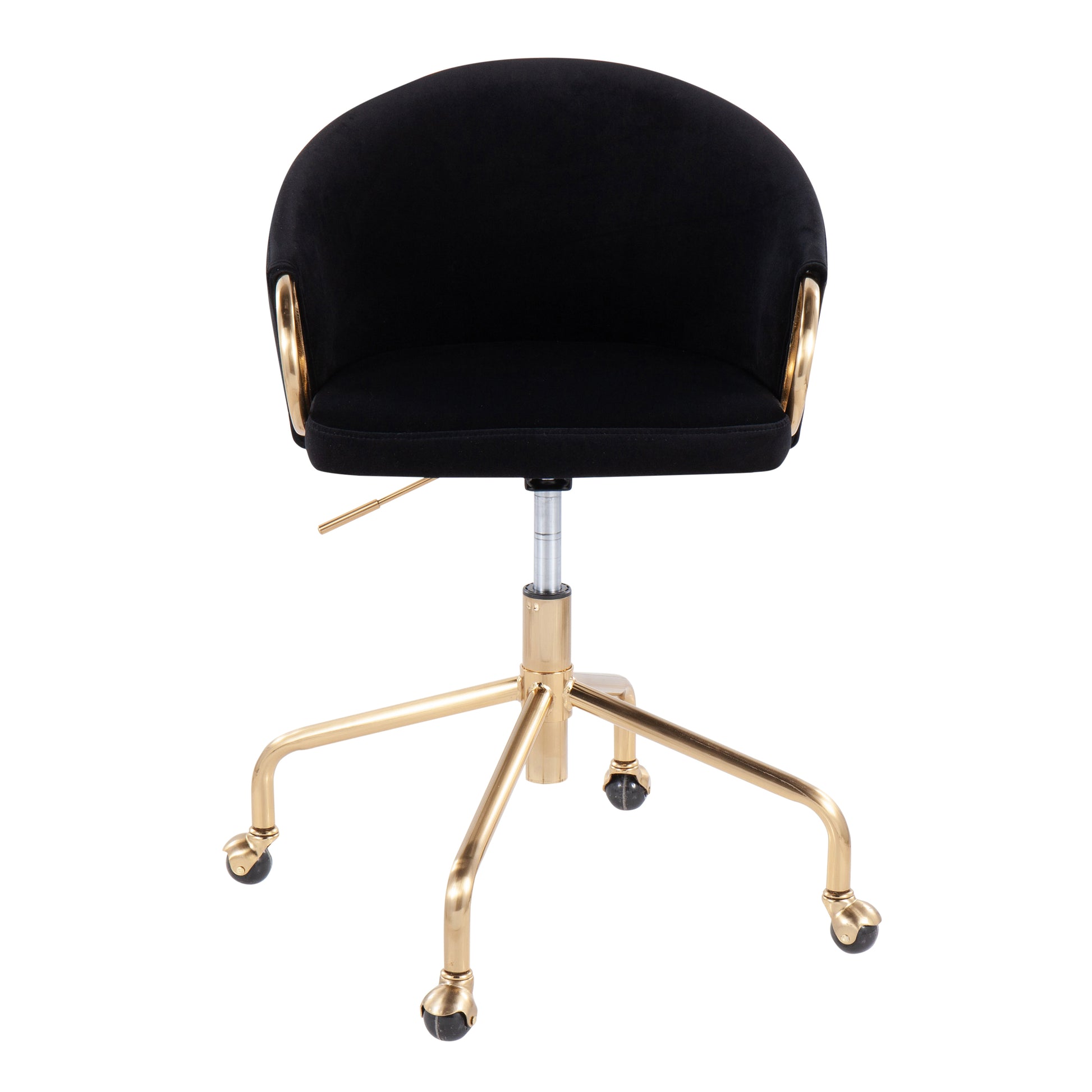 Task Chair in Gold Metal and Black Velvet