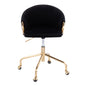 Task Chair in Gold Metal and Black Velvet