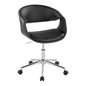 Task Chair in Chrome Metal and Black Faux Leather