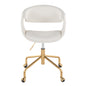 Task Chair in Gold Metal and White Faux Leather