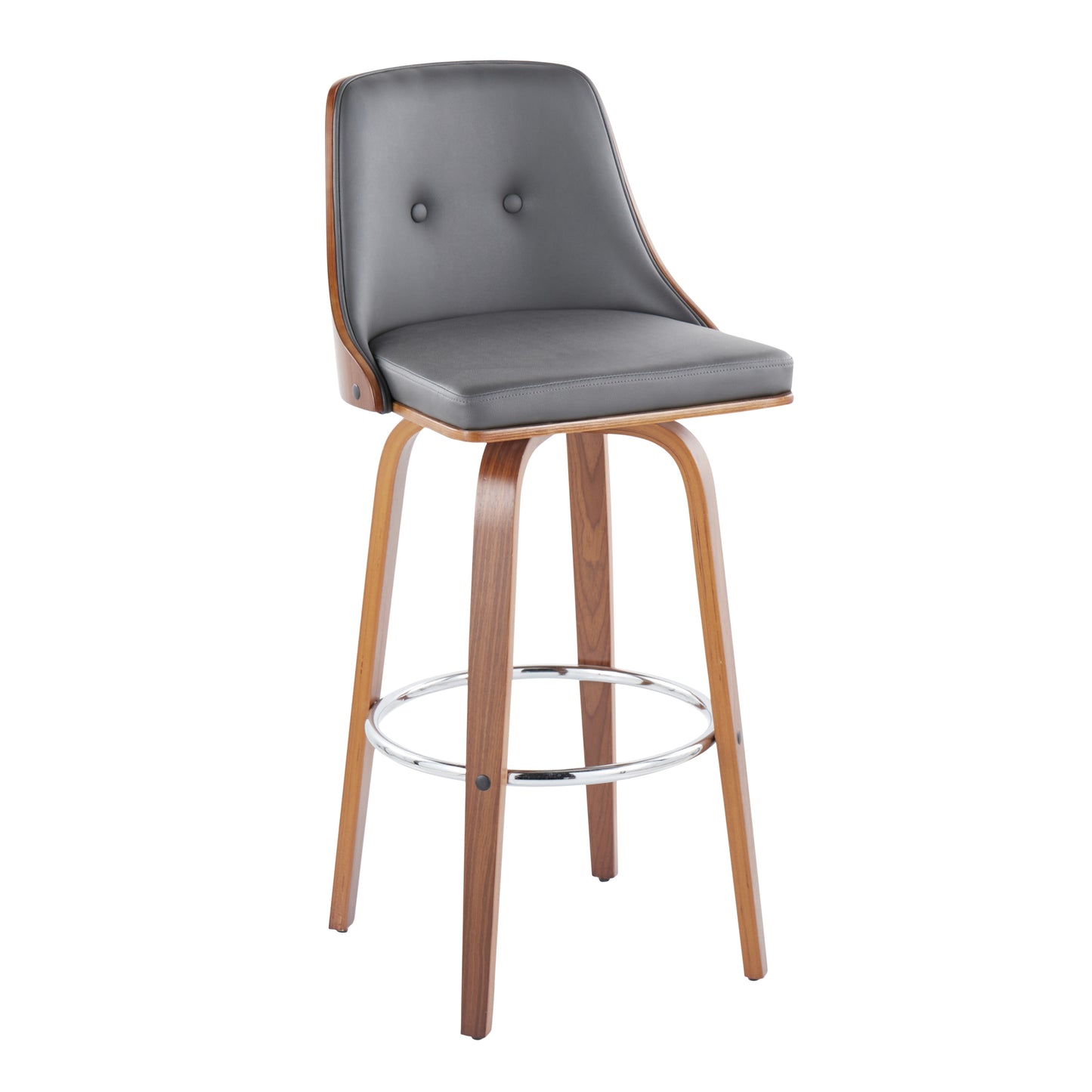 Grey Faux Leather Bar Stools - 2-Piece Set