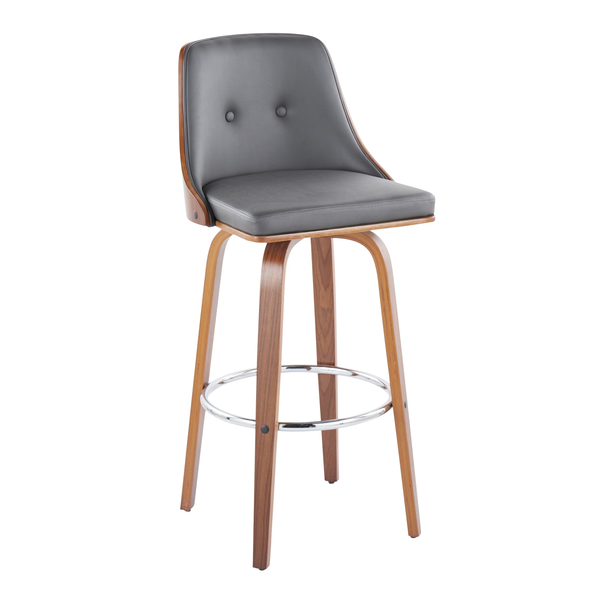 Grey Faux Leather Bar Stools - 2-Piece Set
