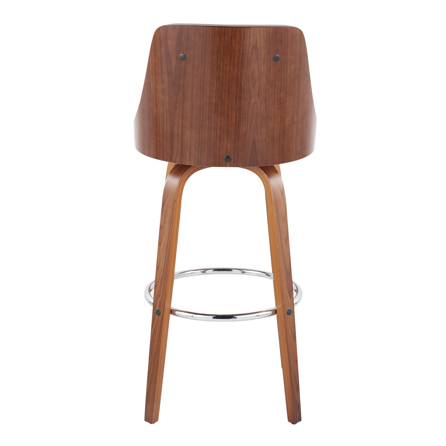 Mid-Century Barstool Set - Grey Faux Leather Dining Chairs, Swivel & Footrest