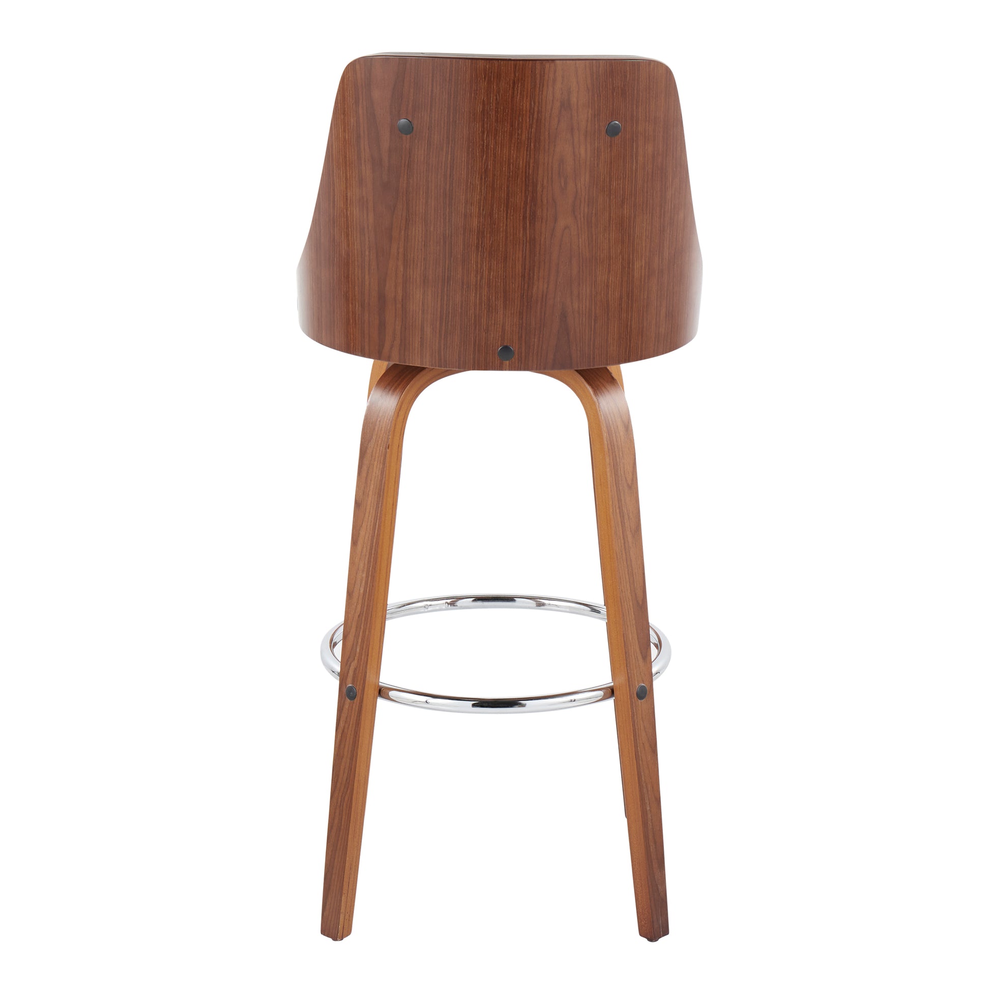 Mid-Century Barstool Set - Grey Faux Leather Dining Chairs, Swivel & Footrest