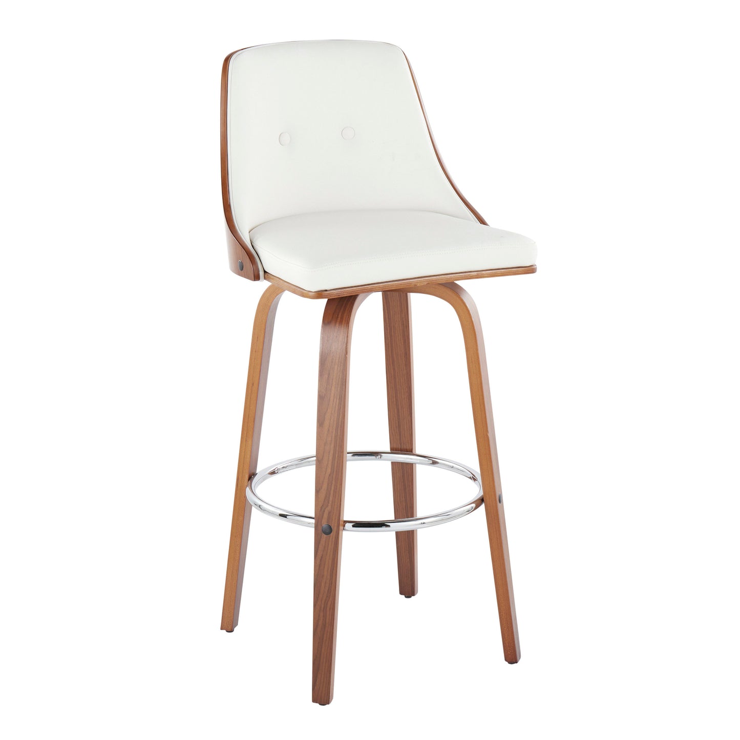 White Faux Leather Bar Stools - 2 Piece Set