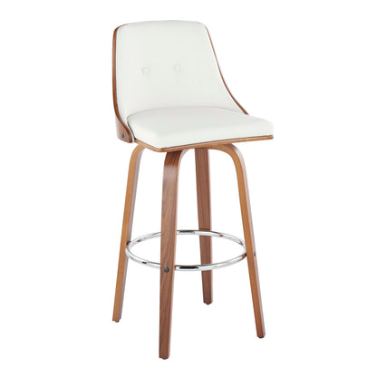 White Faux Leather Bar Stools - 2 Piece Set