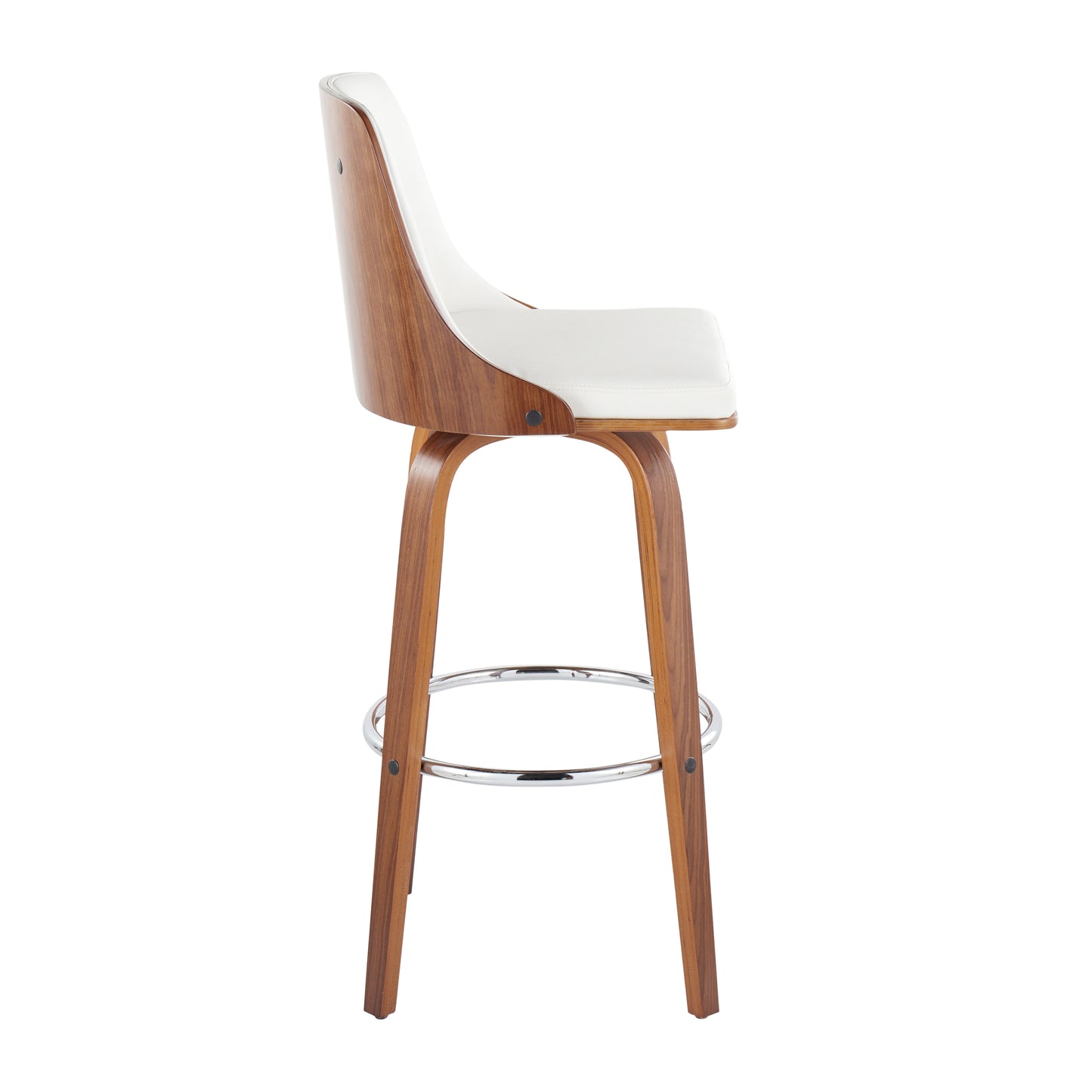 White Faux Leather Bar Stools - 2 Piece Set