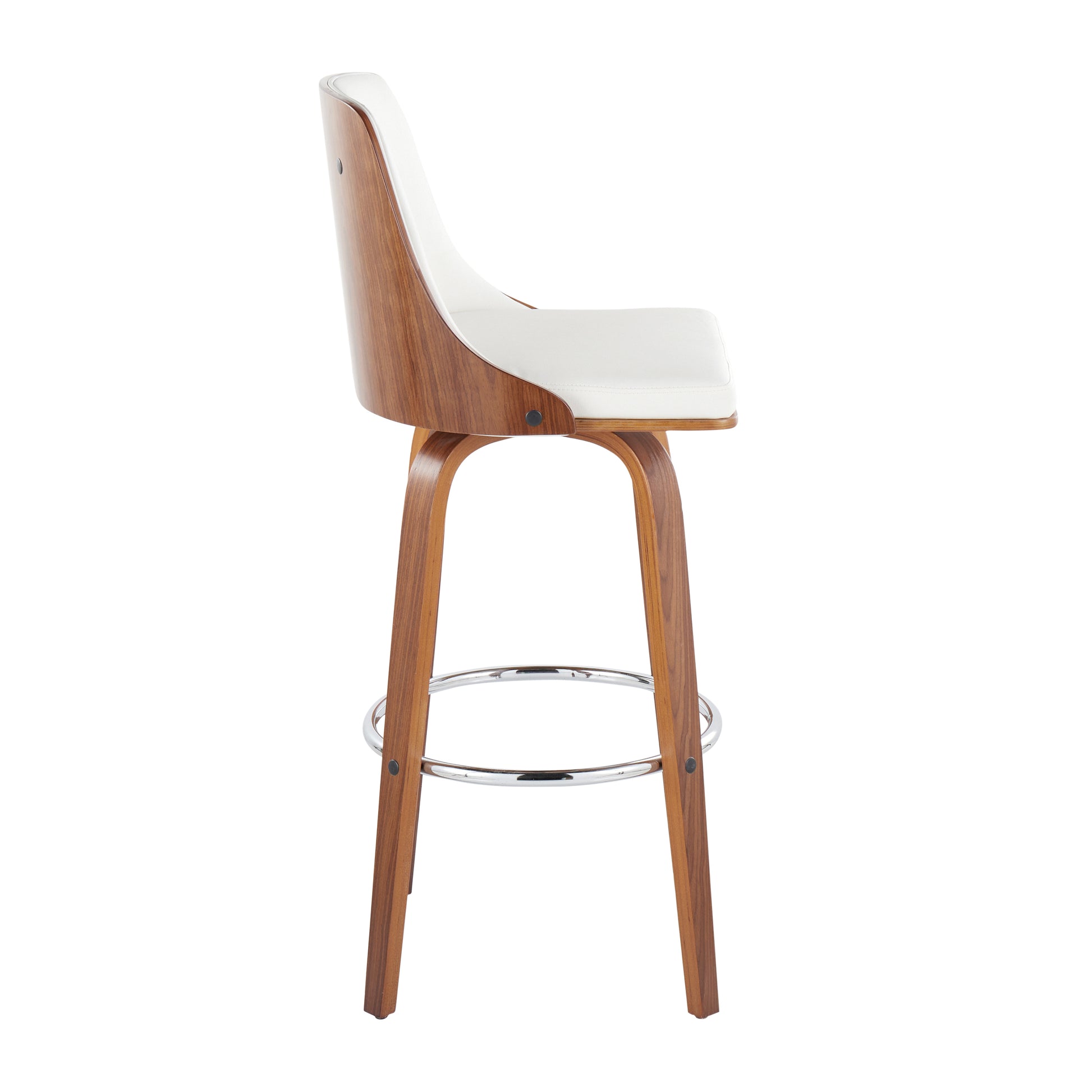 White Faux Leather Bar Stools - 2 Piece Set