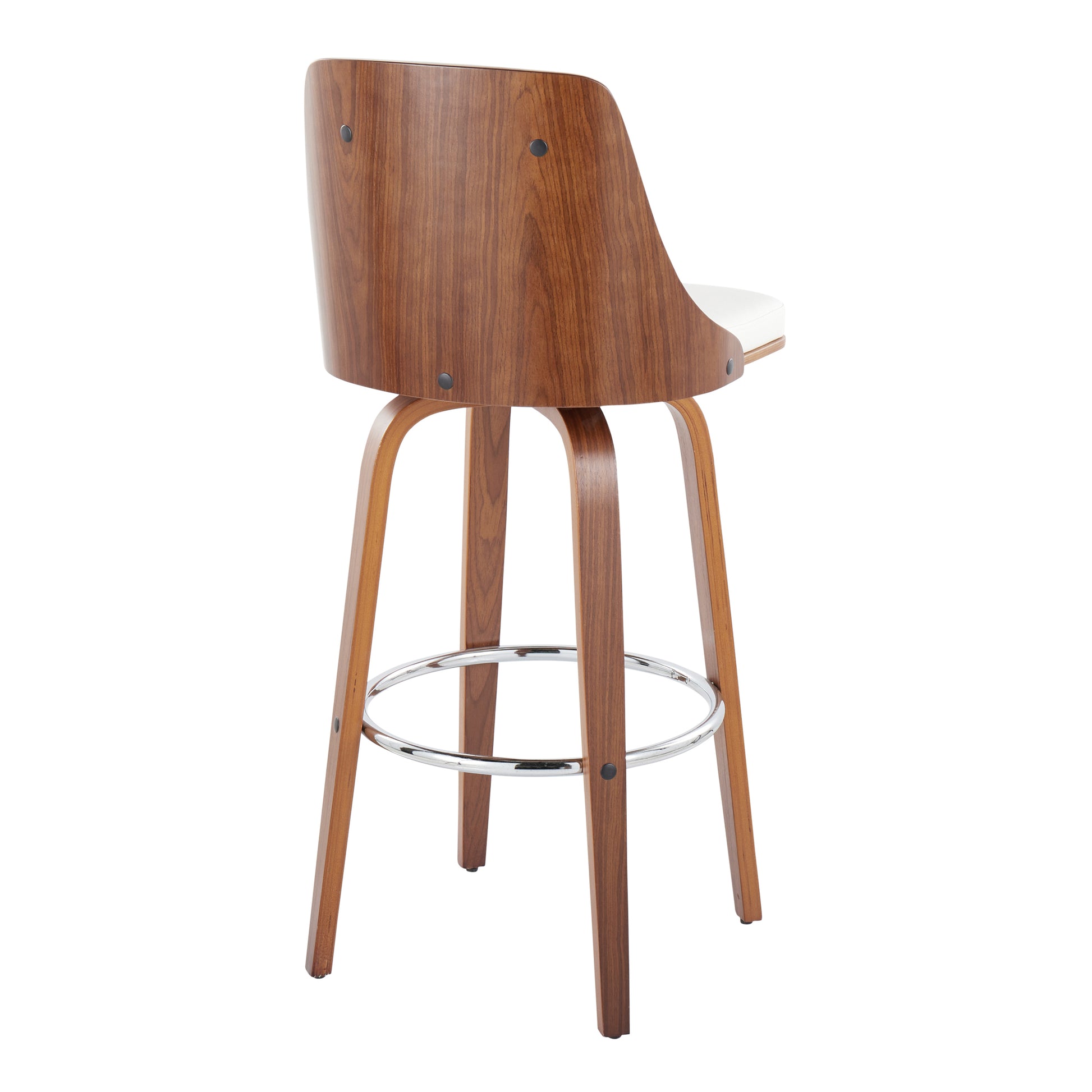 White Faux Leather Bar Stools - 2 Piece Set