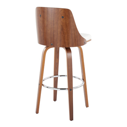 White Faux Leather Bar Stools - 2 Piece Set