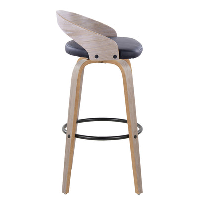 Black Faux Leather Barstool Set for Dining Room with Swivel Seat