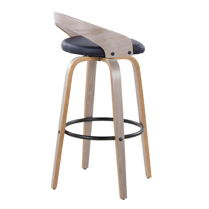 Black Faux Leather Barstool Set for Dining Room with Swivel Seat