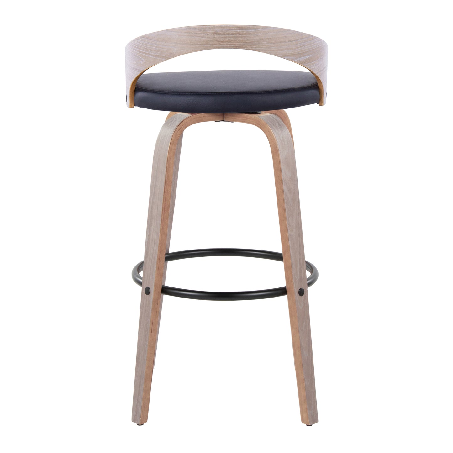 Black Faux Leather Barstool Set for Dining Room with Swivel Seat