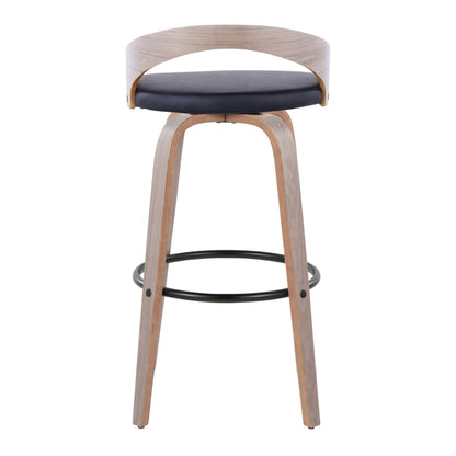 Black Faux Leather Barstool Set for Dining Room with Swivel Seat