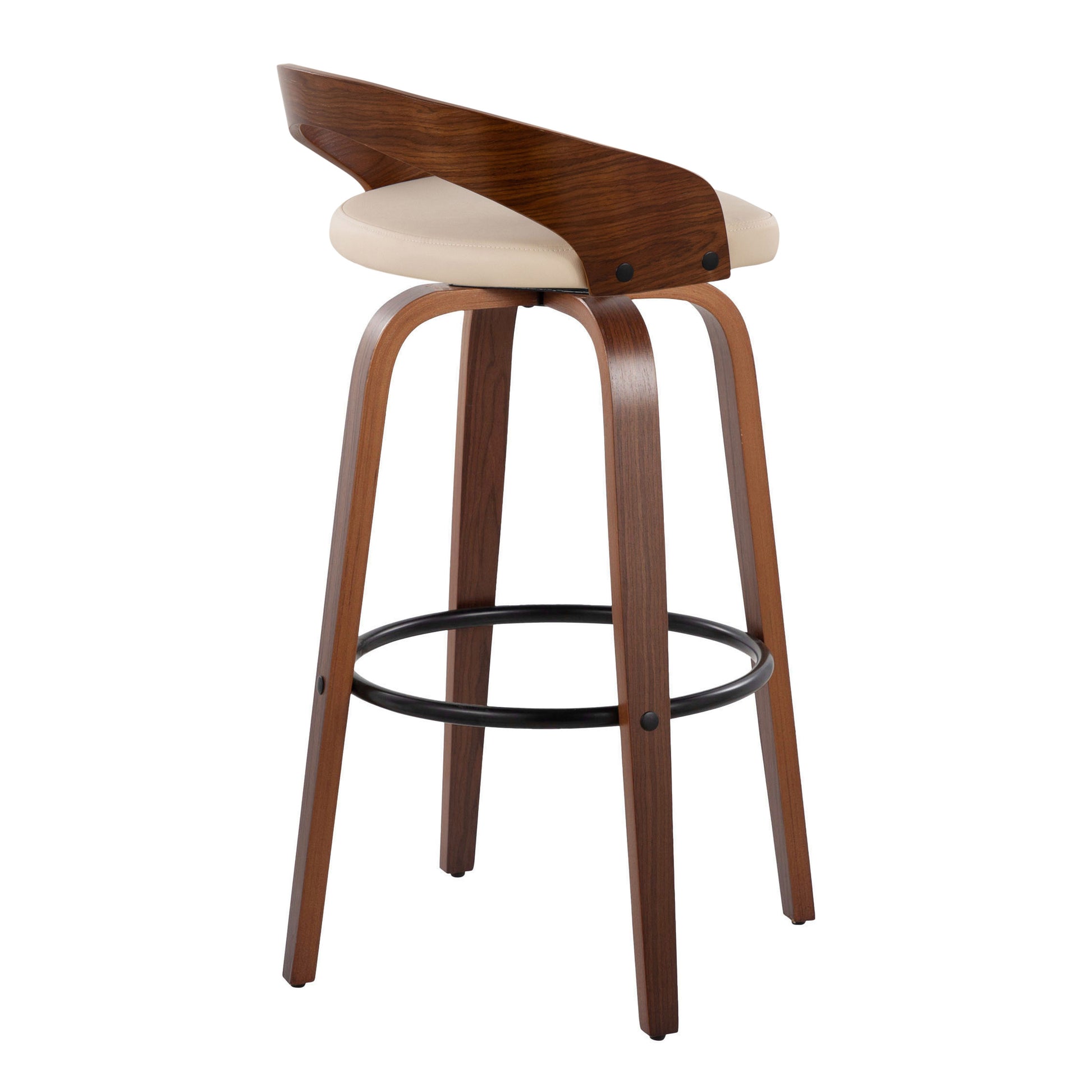 Cream Faux Leather Barstools - 2 Swivel Bar Stools