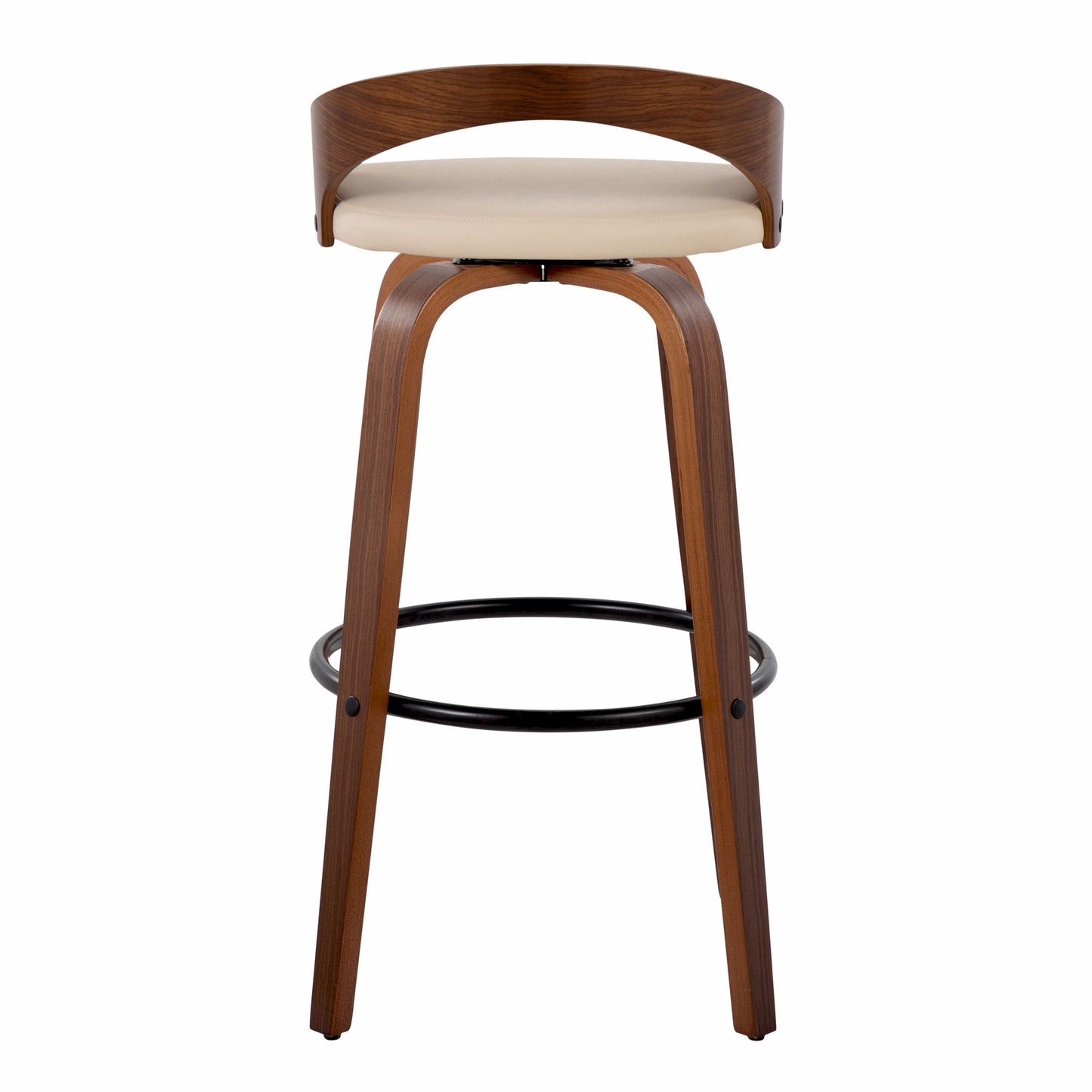 Cream Faux Leather Barstools - 2 Swivel Bar Stools
