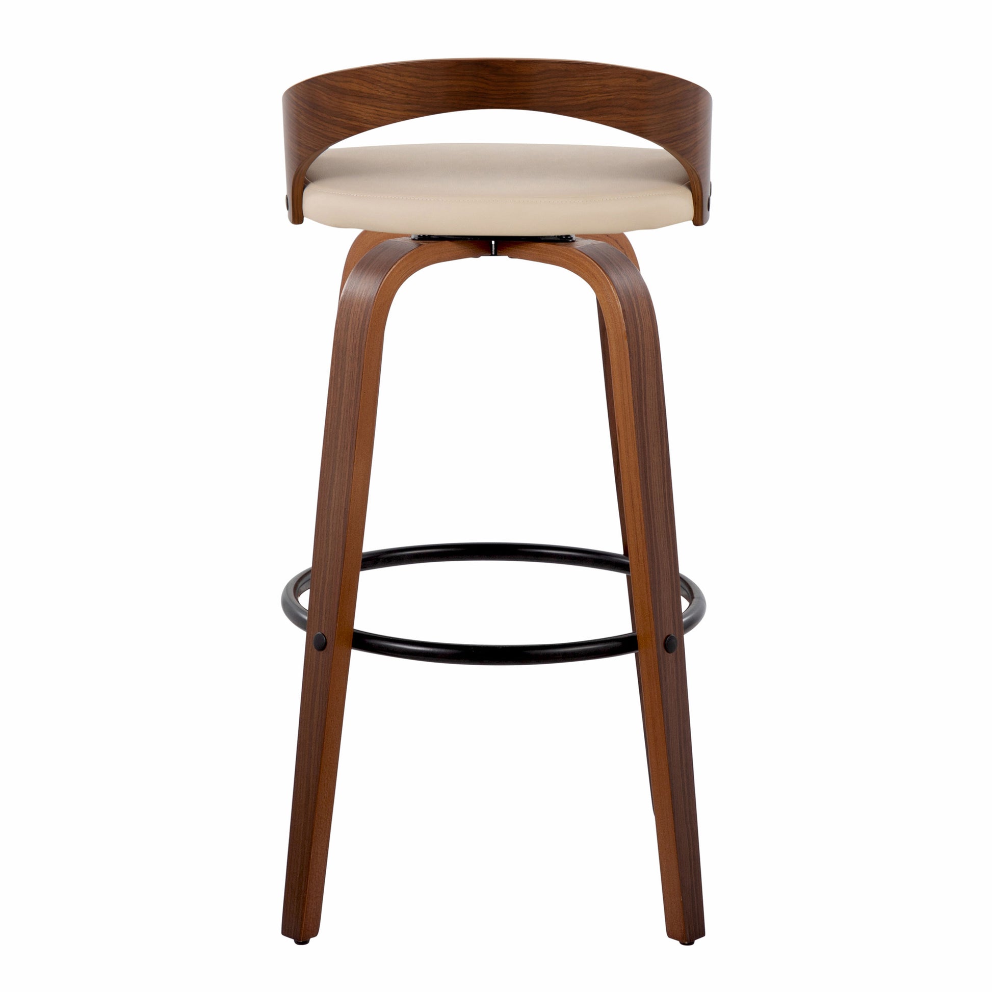 Cream Faux Leather Barstools - 2 Swivel Bar Stools