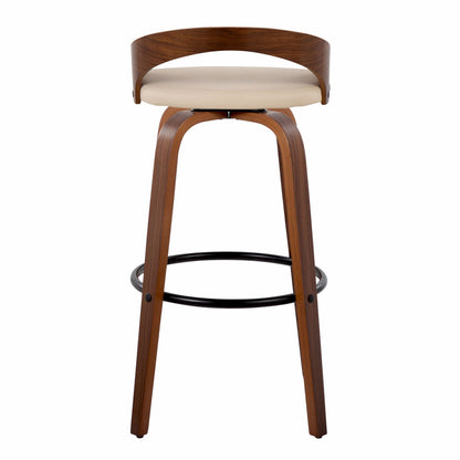 Cream Faux Leather Barstools - 2 Swivel Bar Stools