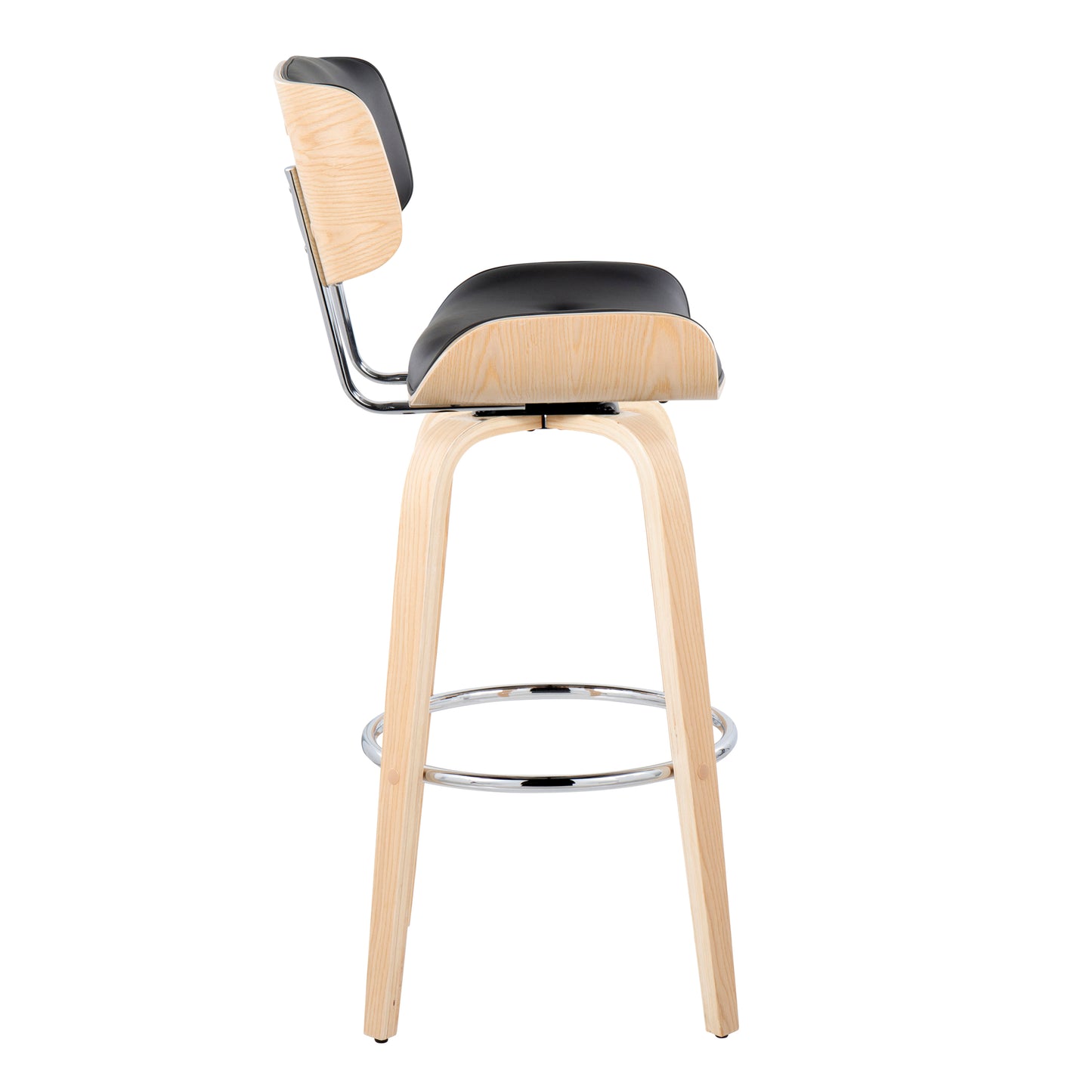 Black Faux Leather Barstool Set with Swivel for Dining Room