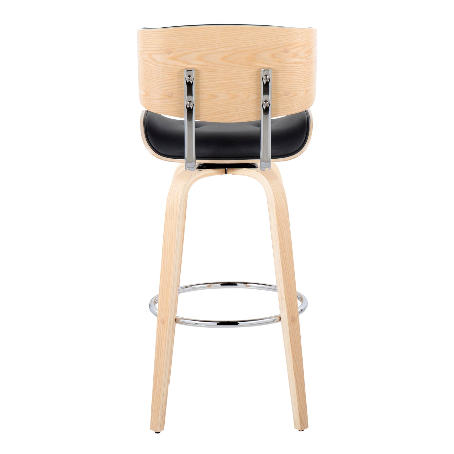 Black Faux Leather Barstool Set with Swivel for Dining Room