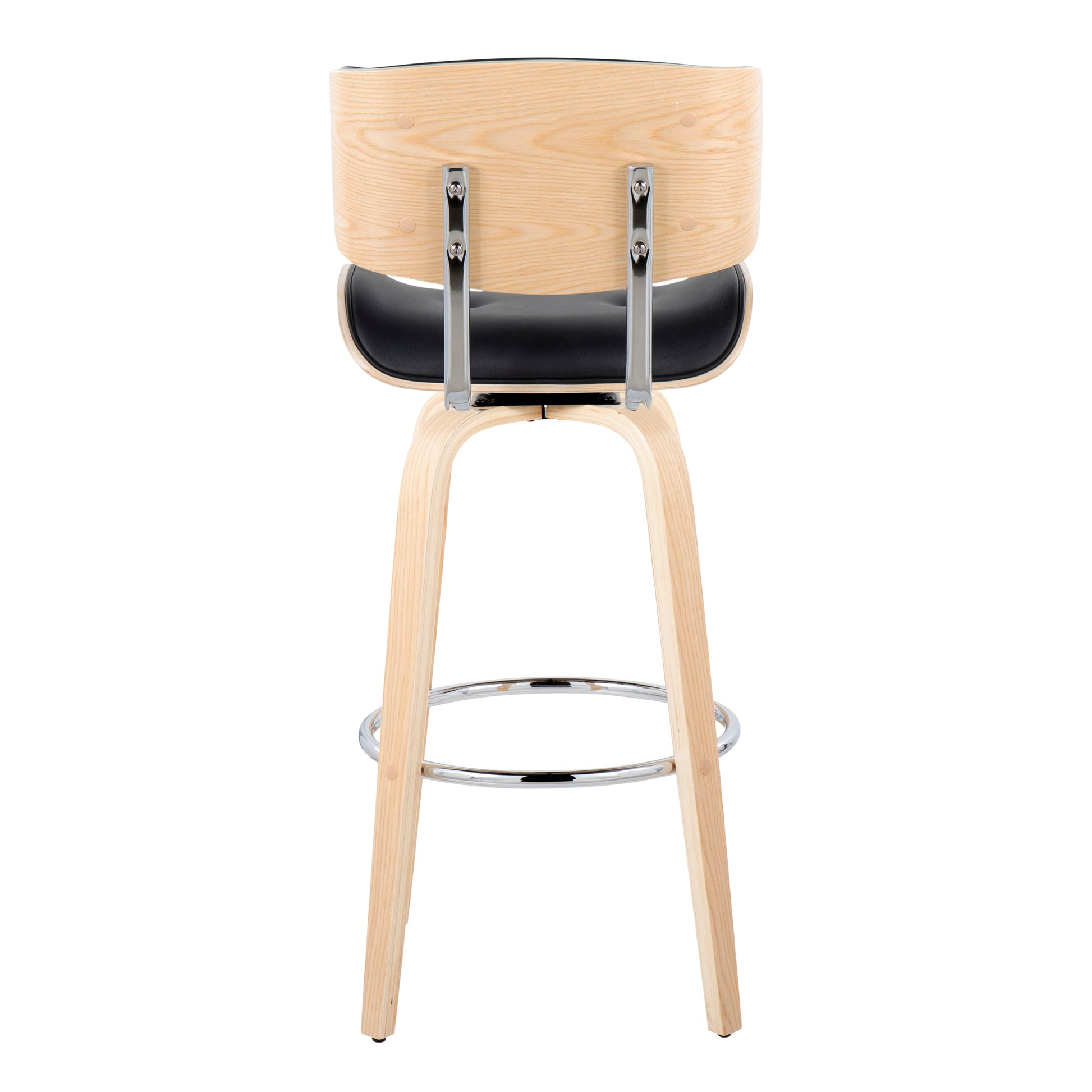 Black Faux Leather Barstool Set with Swivel for Dining Room