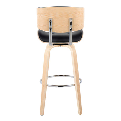 Black Faux Leather Barstool Set with Swivel for Dining Room