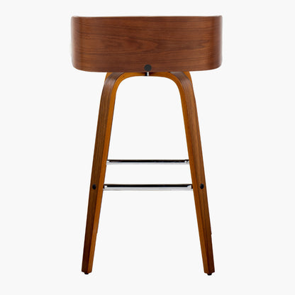 36" Mid-Century Modern Barstool - Charcoal Fabric & Walnut Wood