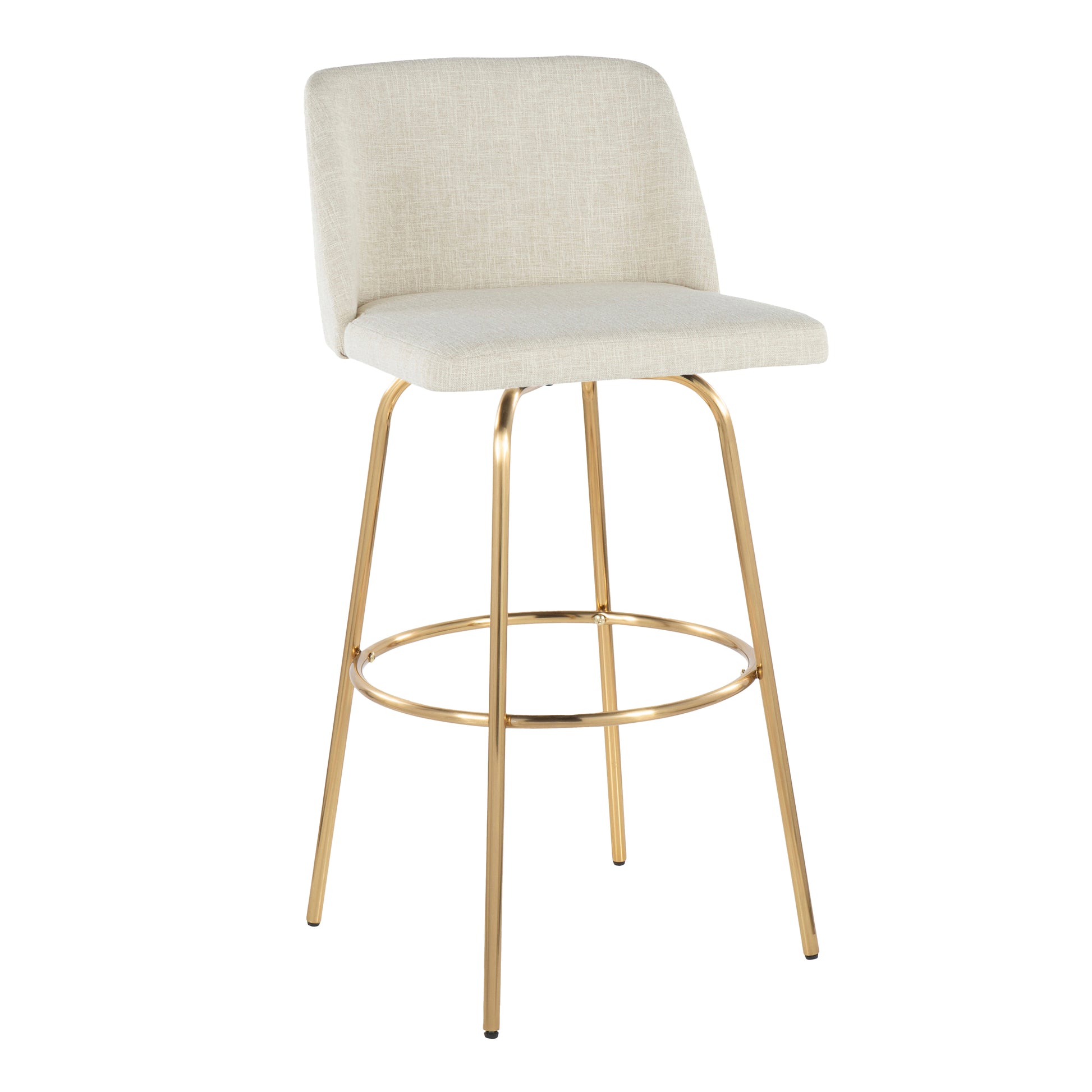 Cream Fabric Barstool Set of 2 for Dining Room Kitchen Seating