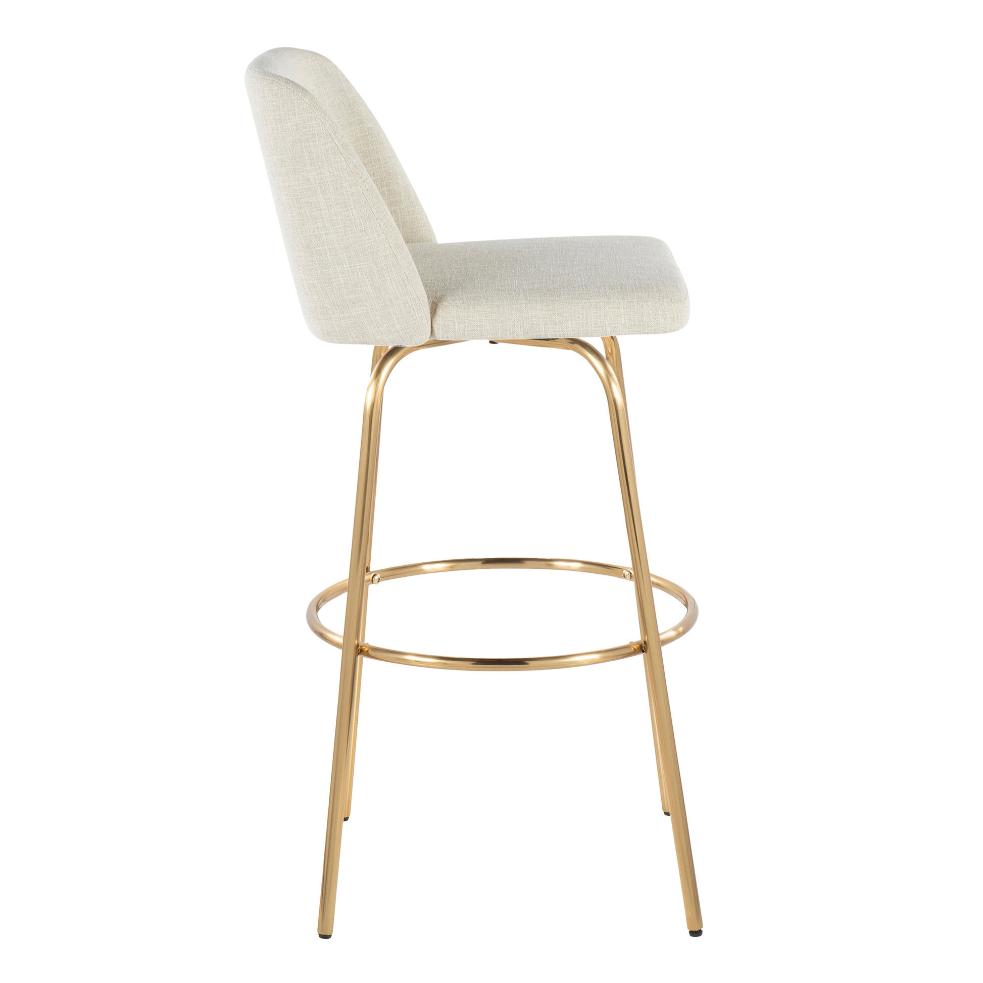 Cream Fabric Barstool Set of 2 for Dining Room Kitchen Seating