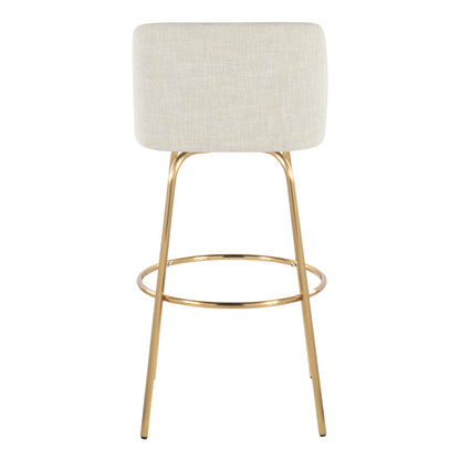 Cream Fabric Barstool Set of 2 for Dining Room Kitchen Seating
