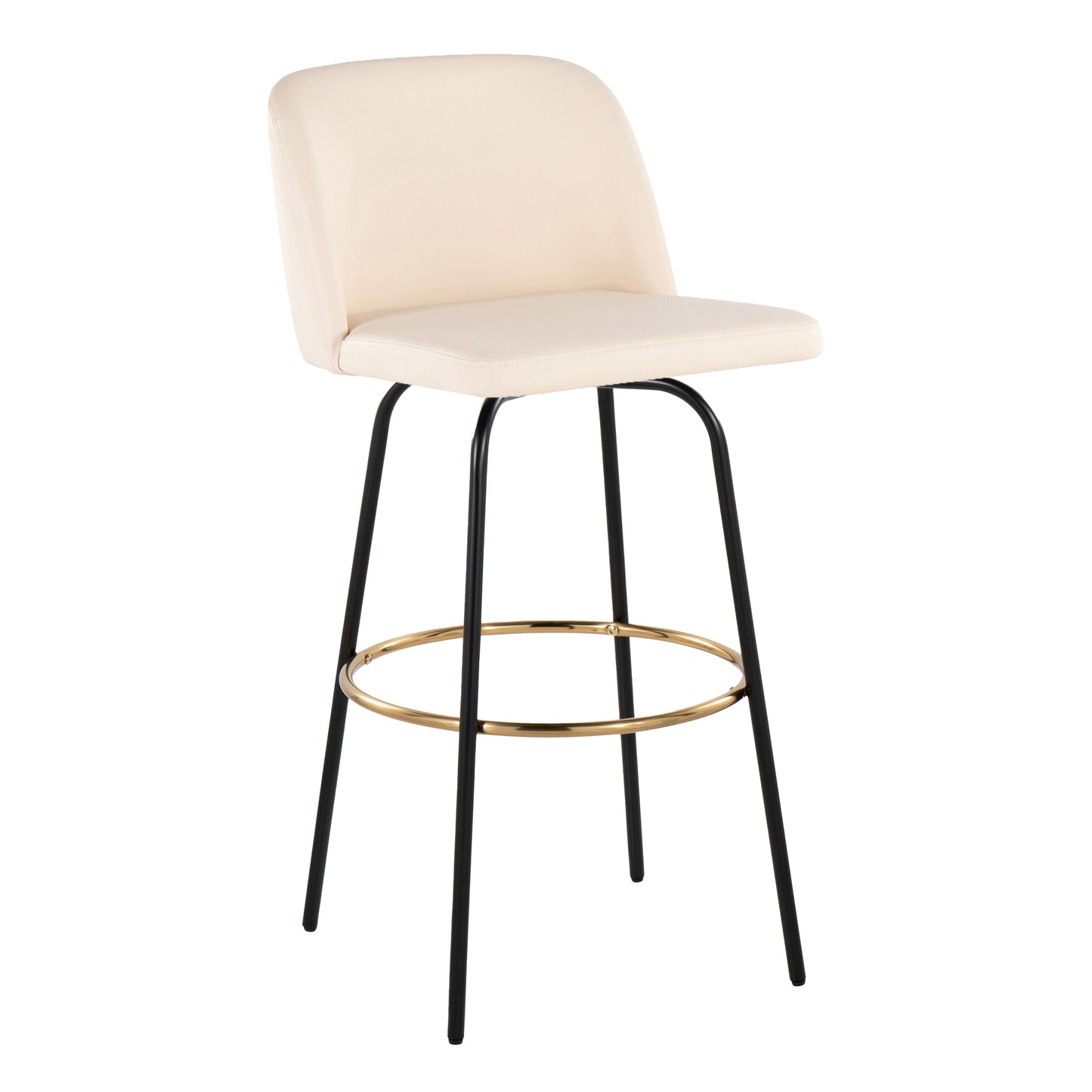 30" Contemporary Fixed Height Barstool - Cream Faux Leather Set of 2
