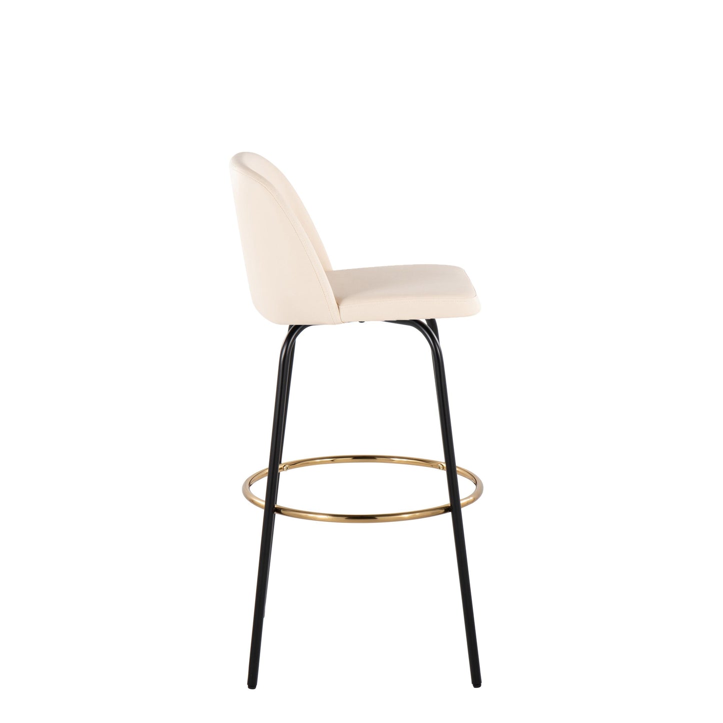 30" Contemporary Fixed Height Barstool - Cream Faux Leather Set of 2