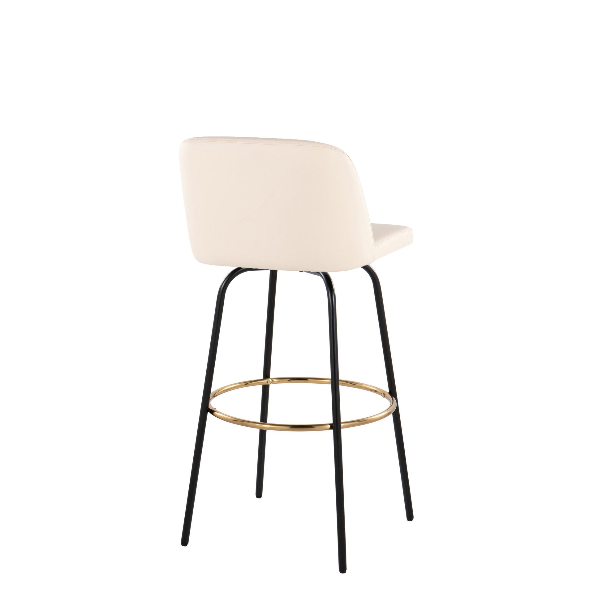 30" Contemporary Fixed Height Barstool - Cream Faux Leather Set of 2