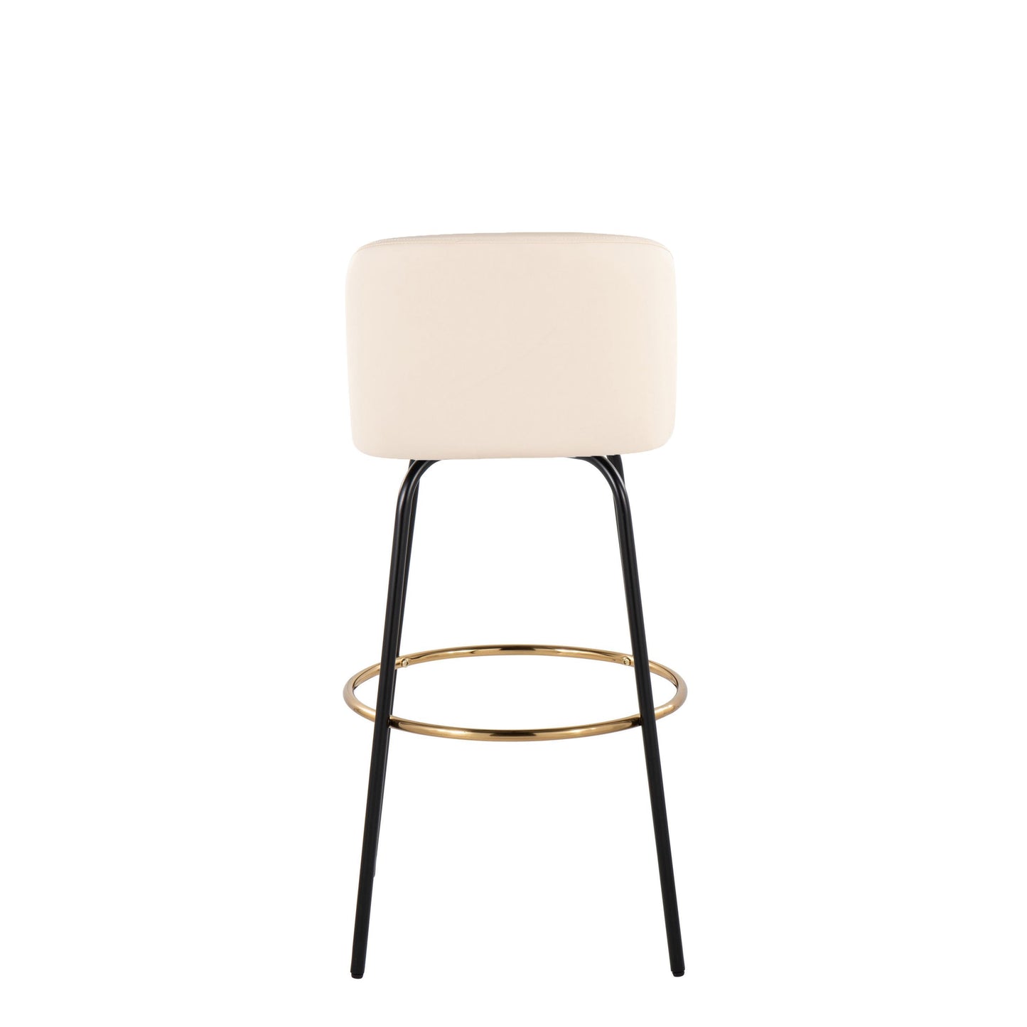 30" Contemporary Fixed Height Barstool - Cream Faux Leather Set of 2