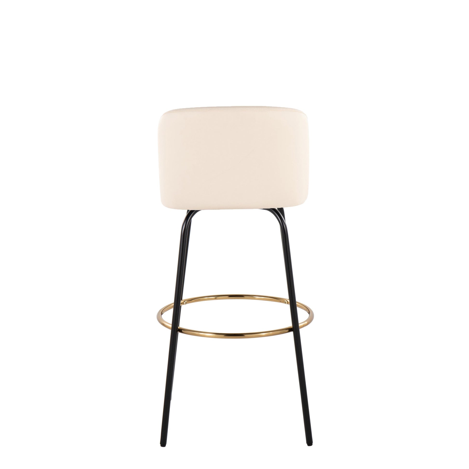 30" Contemporary Fixed Height Barstool - Cream Faux Leather Set of 2
