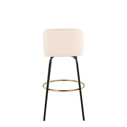 30" Contemporary Fixed Height Barstool - Cream Faux Leather Set of 2