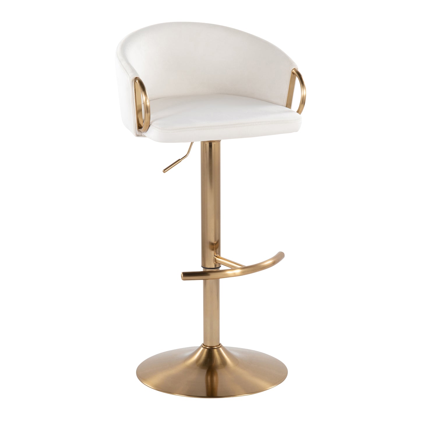 Cream Velvet Adjustable Barstools - Set of 2