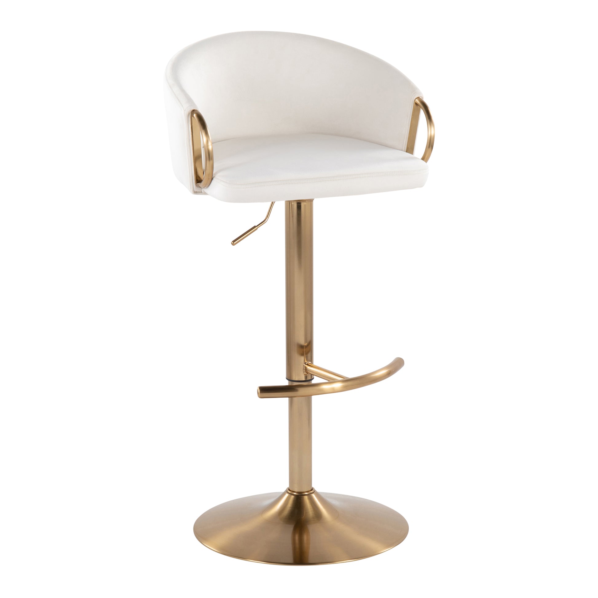 Cream Velvet Adjustable Barstools - Set of 2