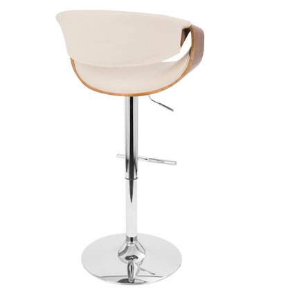 Cream Fabric Bar Stools Set of 3 - Mid-Century Style
