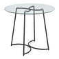 Contemporary Dinette Table in Black Steel with Clear Glass Top