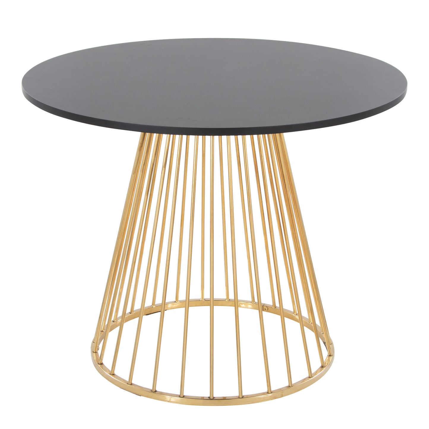 Contemporary Dining Table in Gold Metal and Black MDF